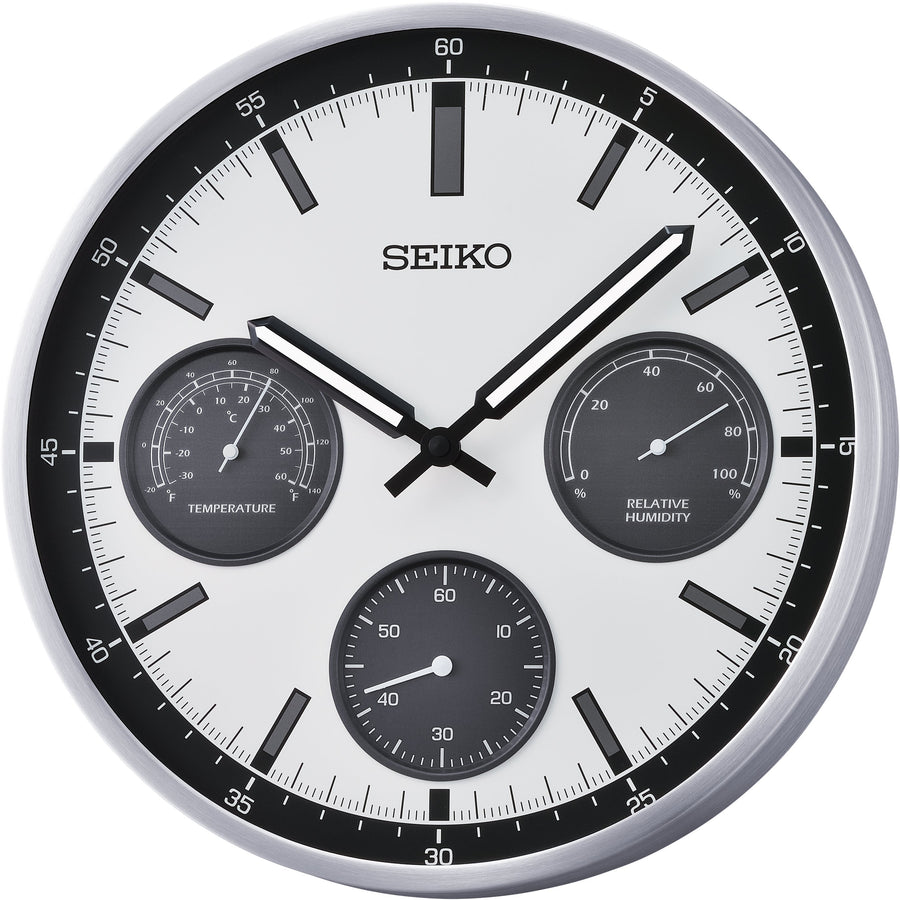 Seiko Calypso Watch Face Thermo Hygro Wall Clock Black White 33cm QXA823-S 1