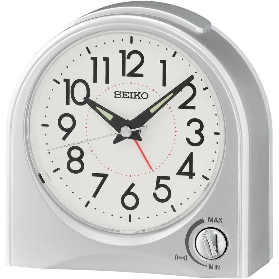 Seiko Dominic Bedside Alarm Clock Silver 12cm QHE204-S 1