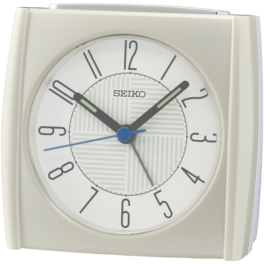 Seiko Eugenie Bedside Alarm Clock Pearl White 9cm QHE205-W 1