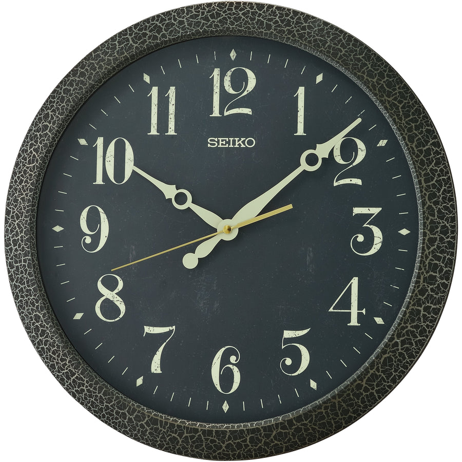Seiko Forster Leather Pattern Wall Clock Arabic Black 41cm QXA815-K 1