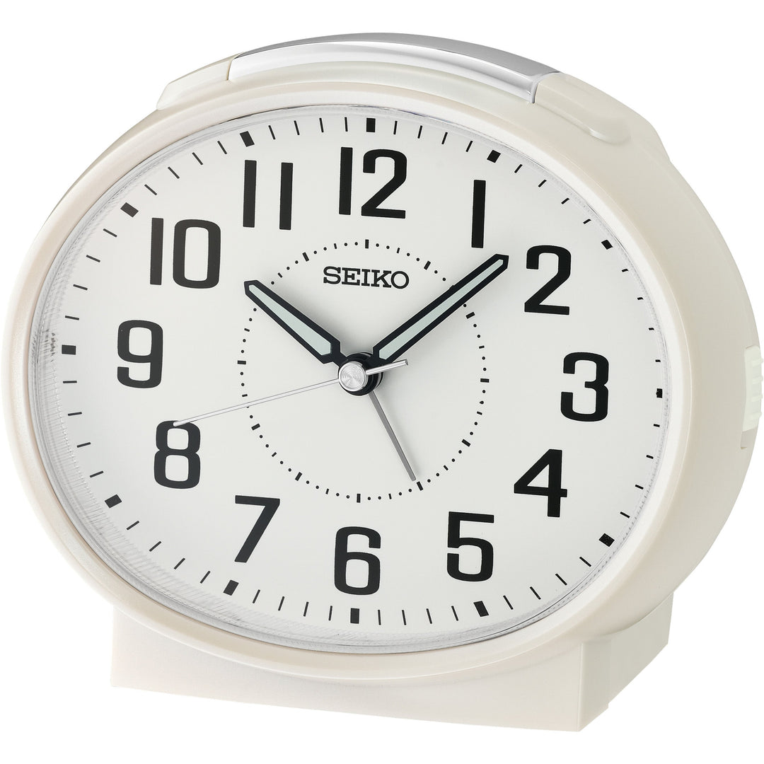 Seiko Fynn Bedside Alarm Clock Pearl White 13cm QHK059-W 1