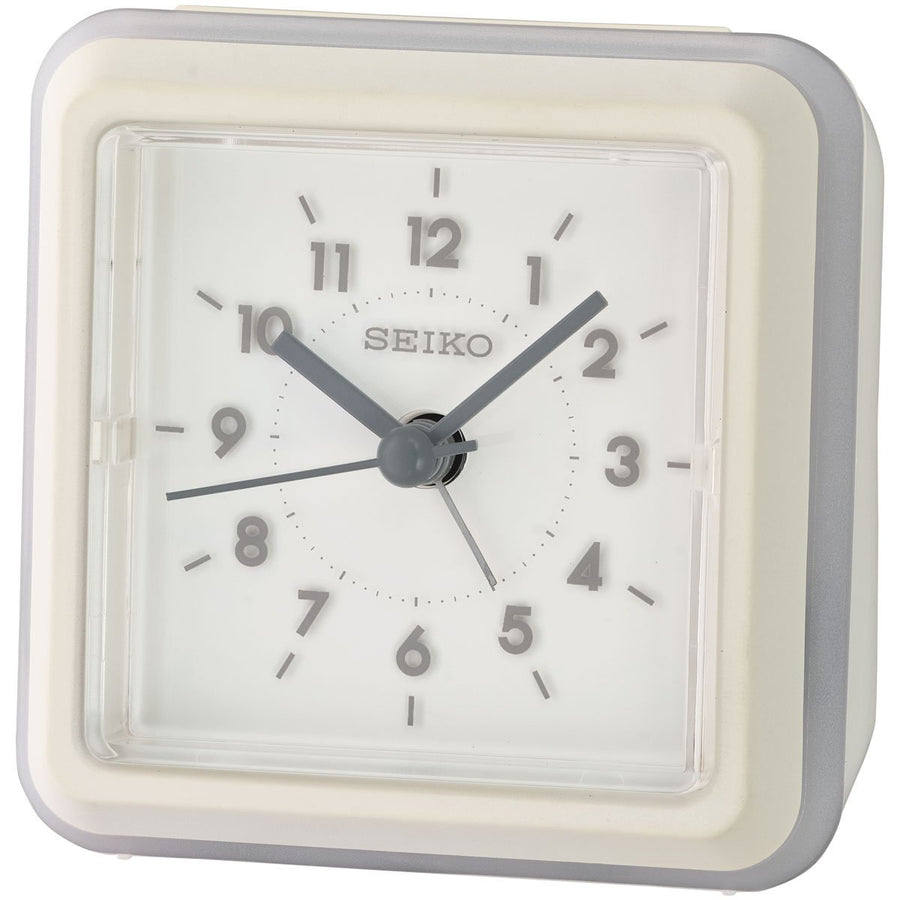 Seiko Griffen Square Alarm Clock Off White 9cm QHE182-W 1