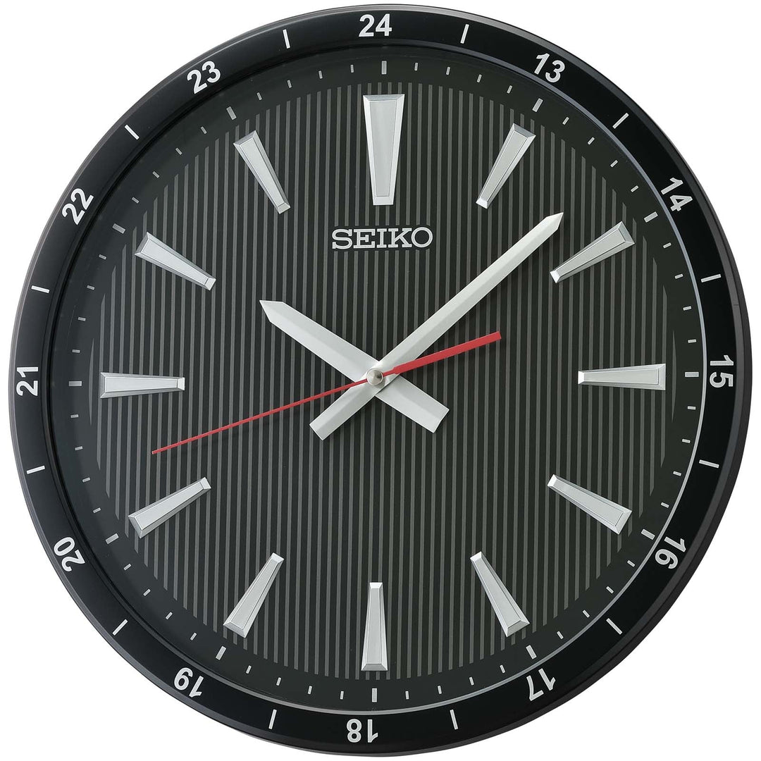 Seiko Jameson 24 Hour Analogue Wall Clock Matt Black 35cm QXA802-K 1