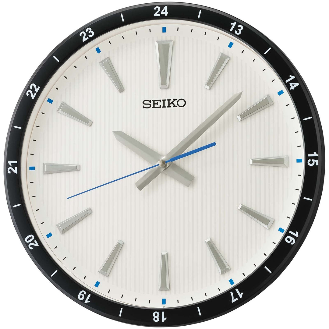 Seiko Jameson 24 Hour Analogue Wall Clock Matt Black White 35cm QXA802-J 1