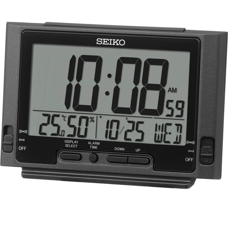 Seiko Ludwig Multifunction Digital Dual Alarm Clock Black 14cm QHL095-K 1