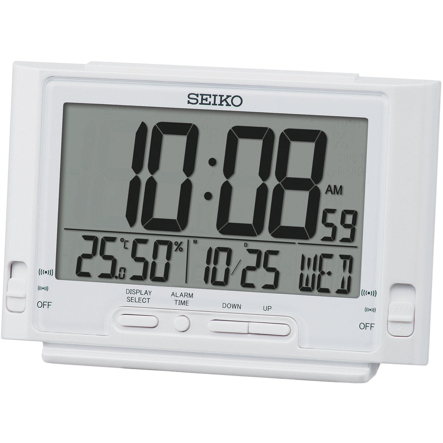 Seiko Ludwig Multifunction Digital Dual Alarm Clock White 14cm QHL095-W 1