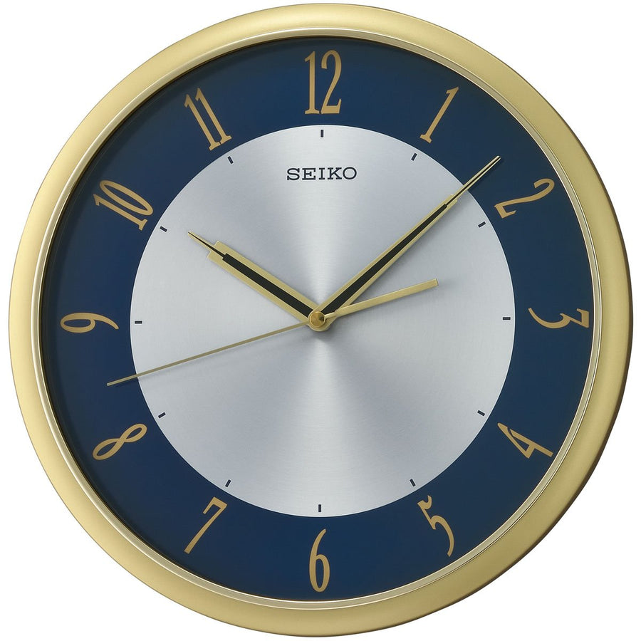 Seiko Mackenzie Gold Silver Blue Wall Clock 31cm QXA753-G 1