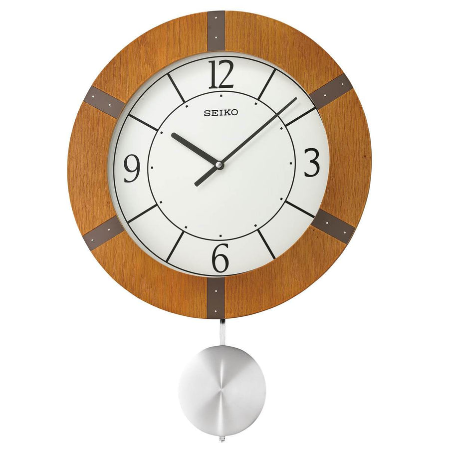 Seiko Mason Wooden Pendulum Wall Clock Light Brown 55cm QXC241-A 1