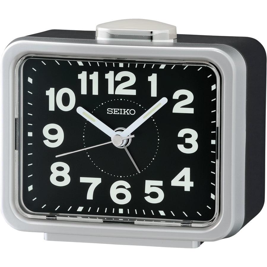 Seiko Mayfair Retro Bedside Alarm Clock Silver 11cm QHK062-S 1