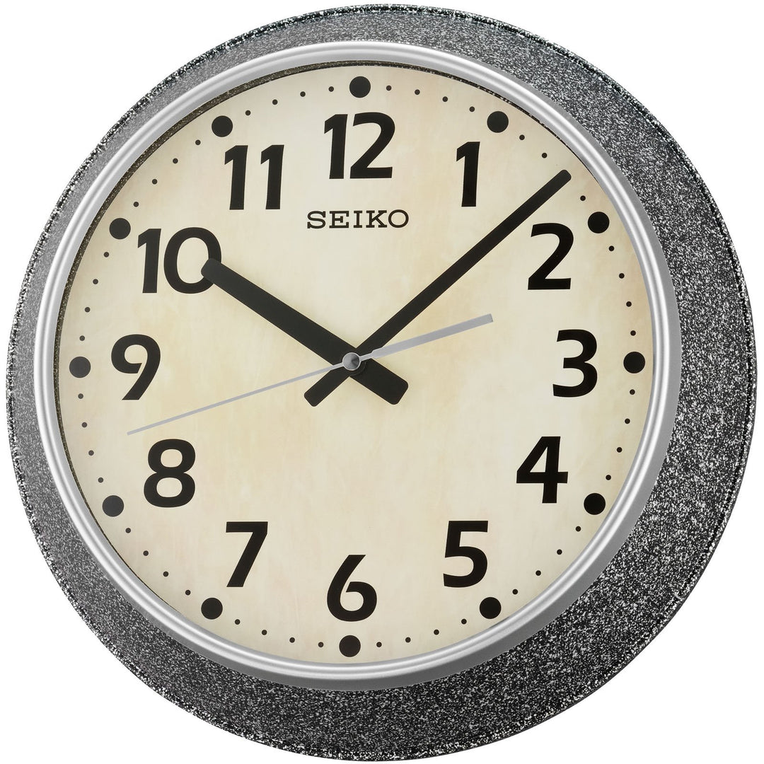 Seiko Mitchell Shiny Stone Pattern Wall Clock Silver 34cm QXA770-J 1