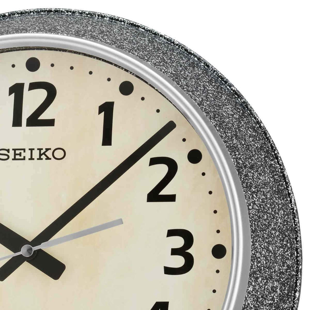 Seiko Mitchell Shiny Stone Pattern Wall Clock Silver 34cm QXA770-J 2