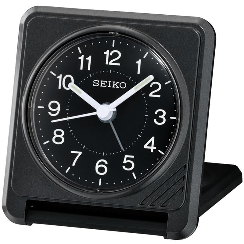 Seiko Prescott Folding Travel Alarm Clock Black 8cm QHT015-K 1