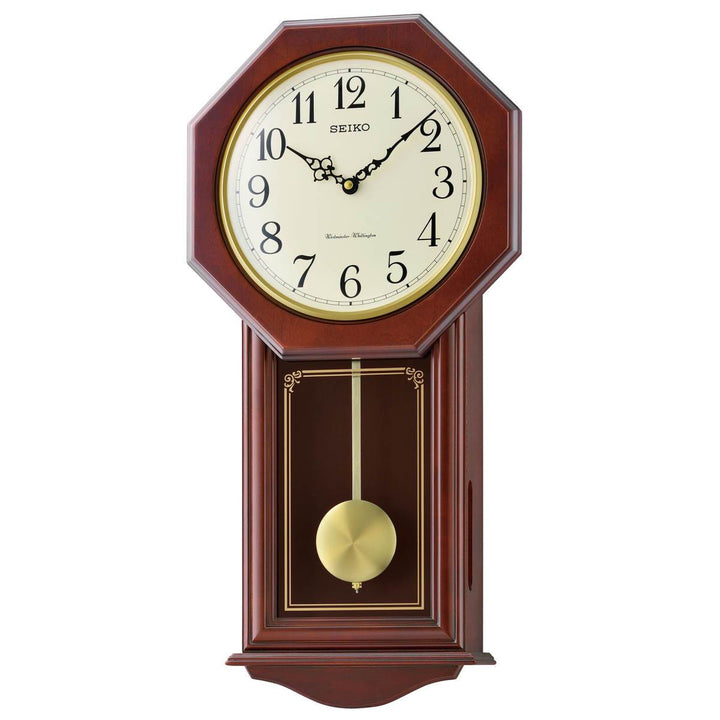 Seiko Reinold Wooden Pendulum Chiming Wall Clock 60cm QXH076-B 1