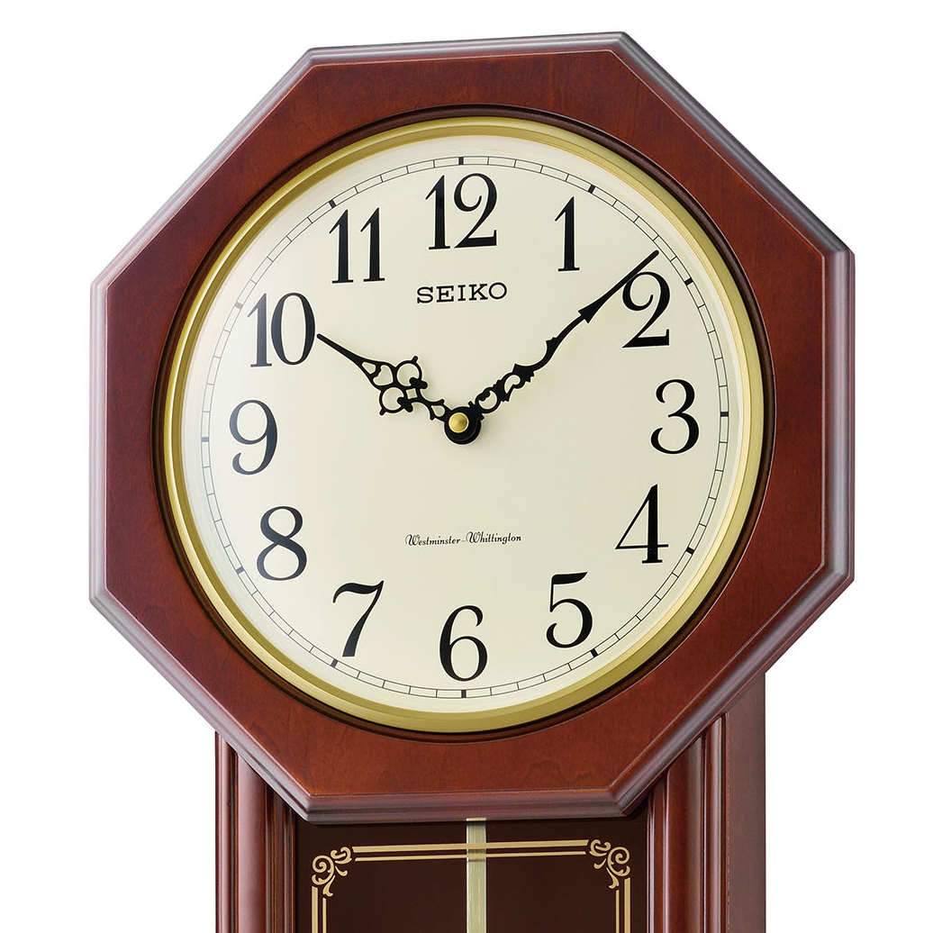 Seiko Reinold Wooden Pendulum Chiming Wall Clock 60cm QXH076-B 2