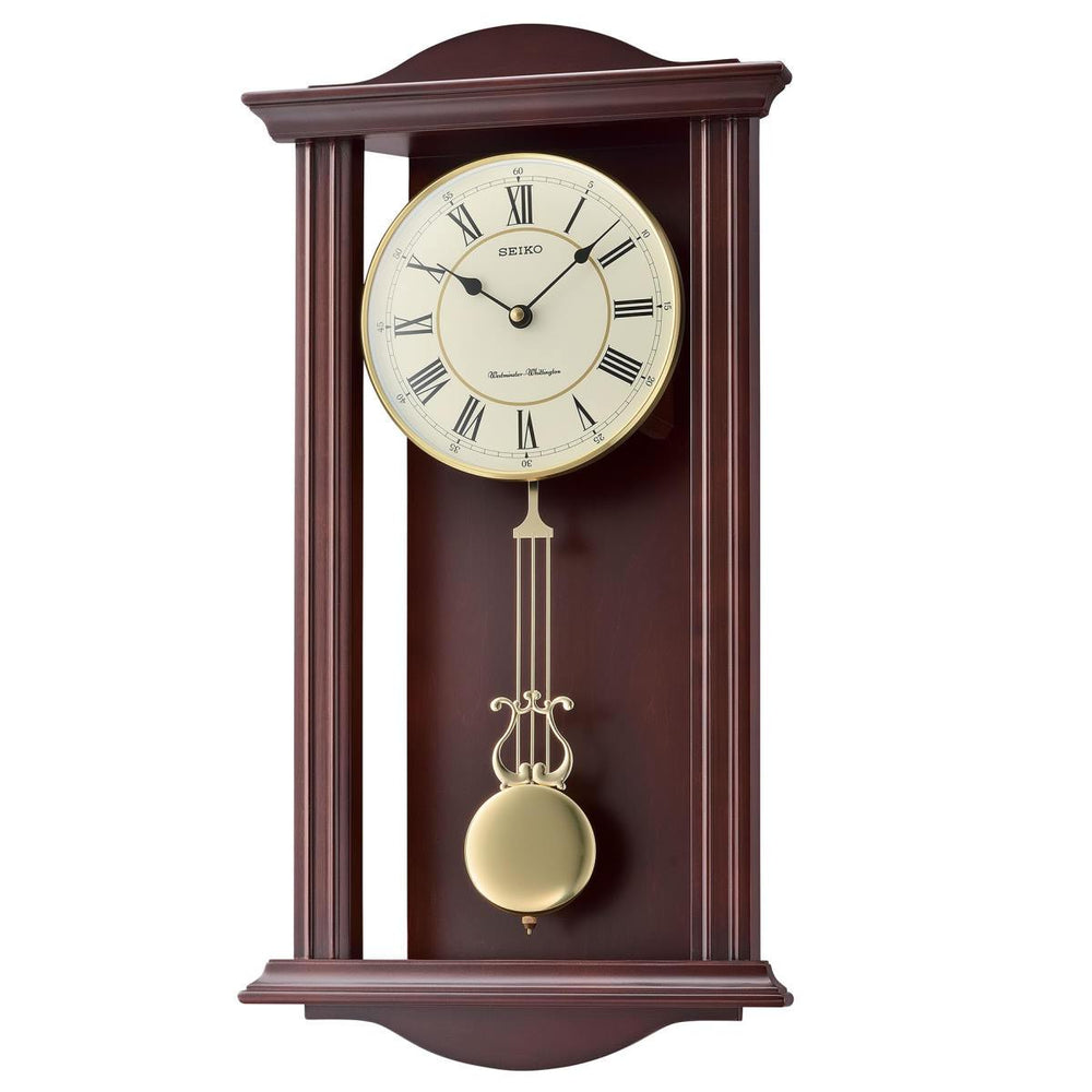 Seiko Reyes Wooden Pendulum Chiming Wall Clock 57cm QXH072-B 1