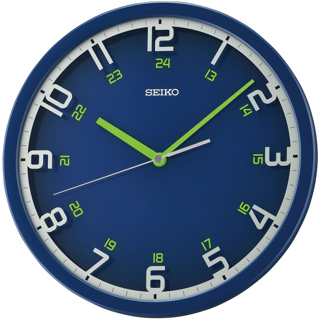 Seiko Roche Floating Numbers 24 Hour Wall Clock Matt Blue 31cm QXA789-L 1