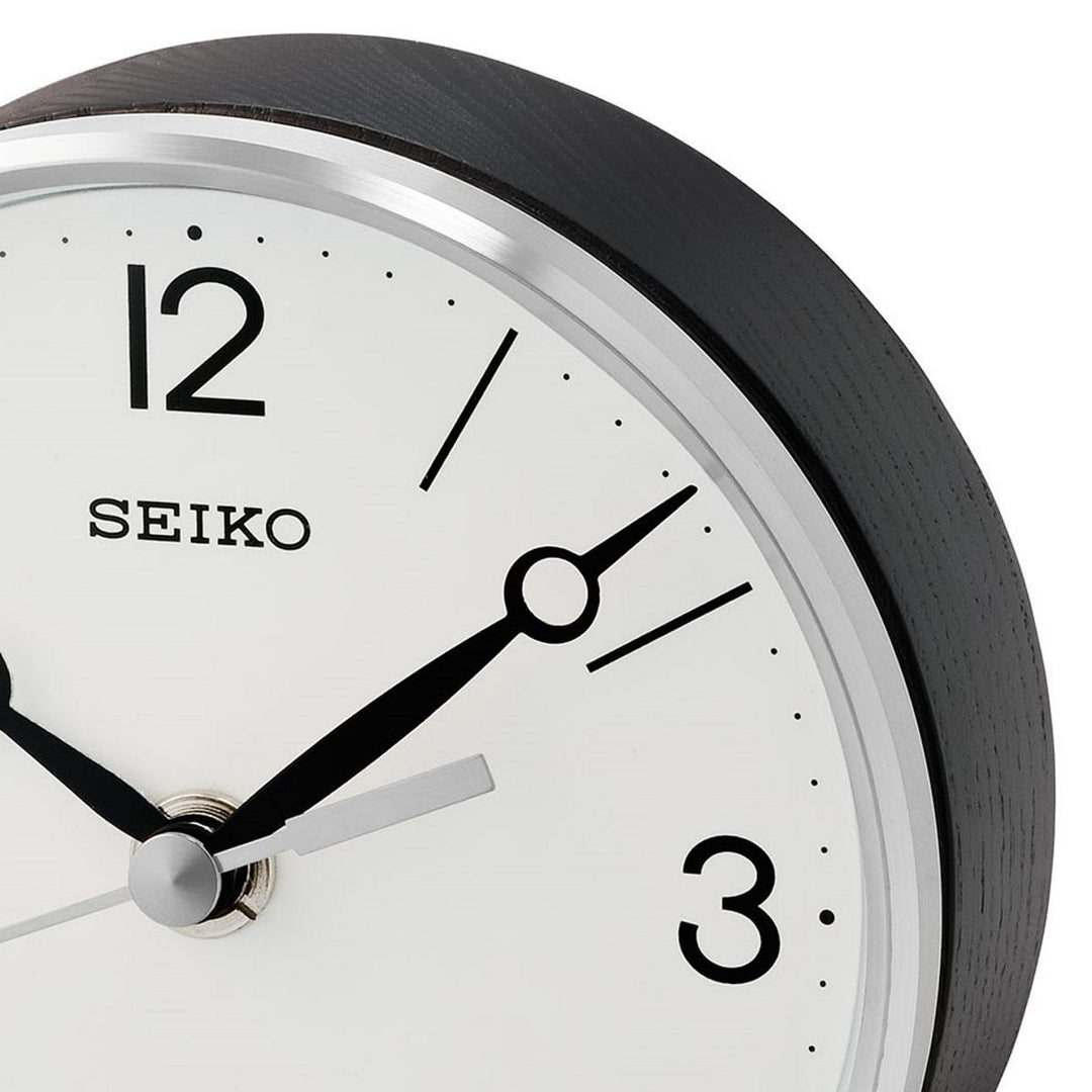 Seiko Rome Aluminium and Wood Desk Clock Silver Black 14cm QXG150-S 2