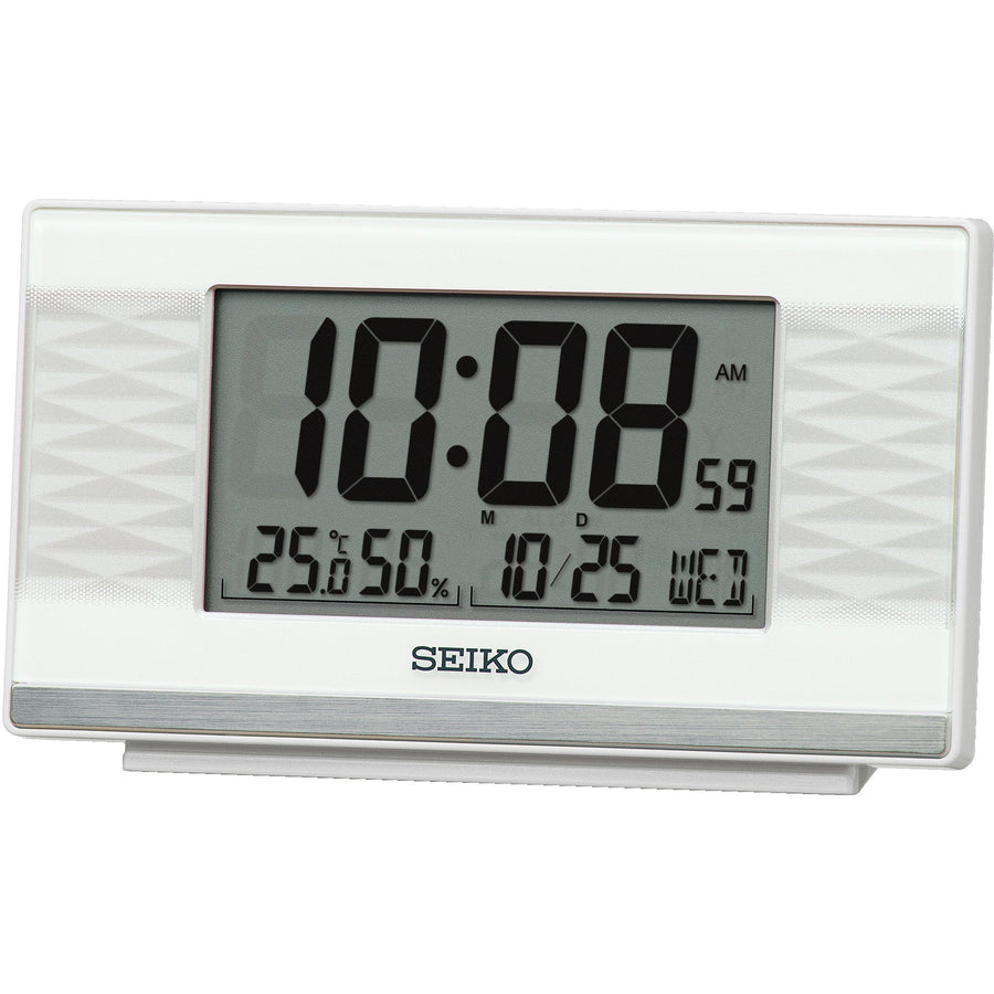 Seiko Sasha LCD Digital Alarm Clock White 14cm QHL094-W 1
