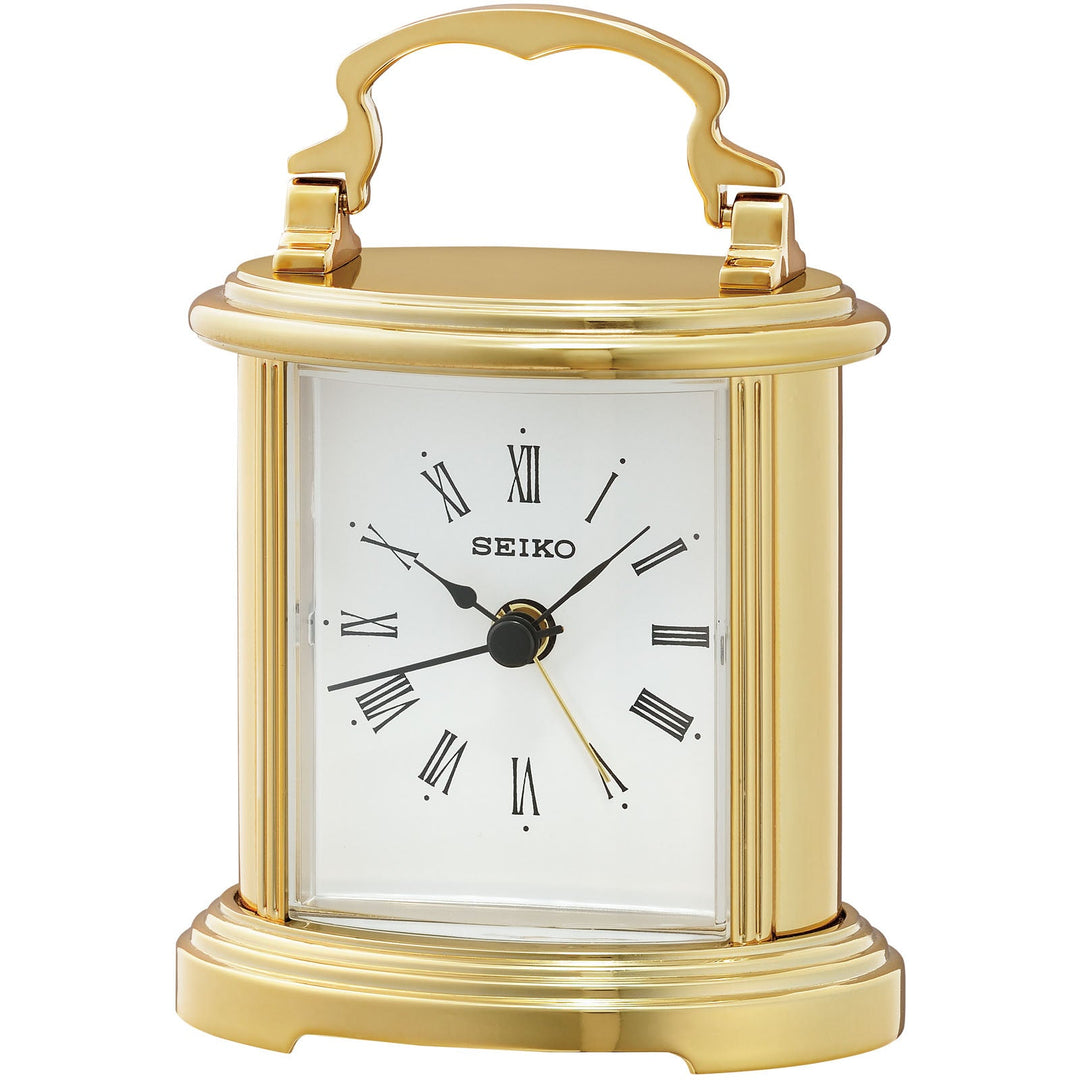 Seiko Sibyl Elegant Gold Carriage Desk Alarm Clock 11cm QHE109-G 1