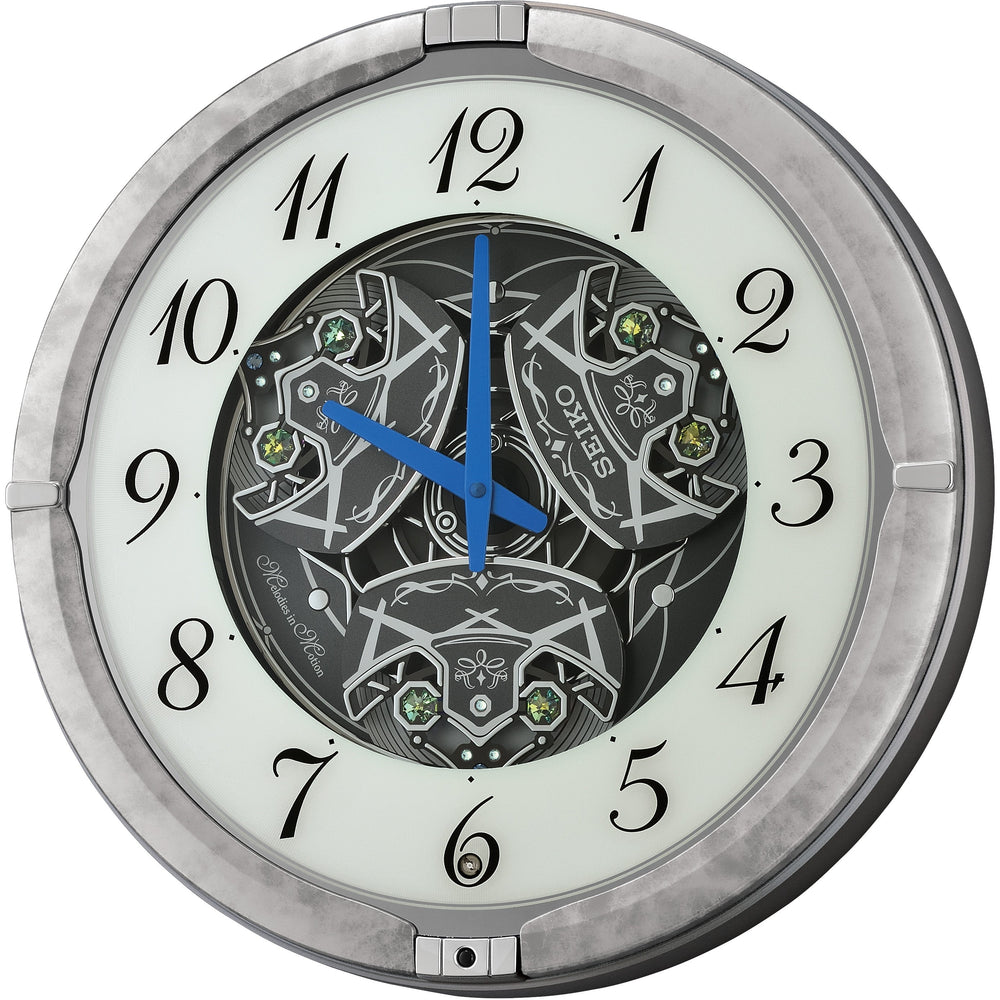 Seiko Talia Melodies In Motion Rotating Dial Wall Clock Silver 39cm QXM397-S 2
