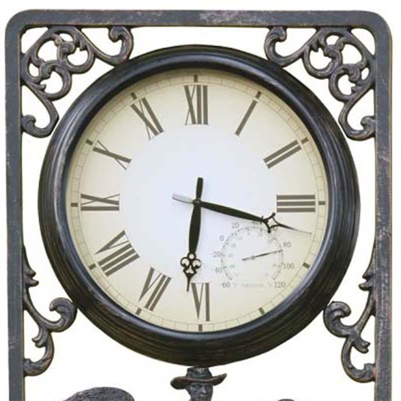 Shearing Cast Aluminium Thermometer Outdoor Wall Clock Top 72cm CT-C16