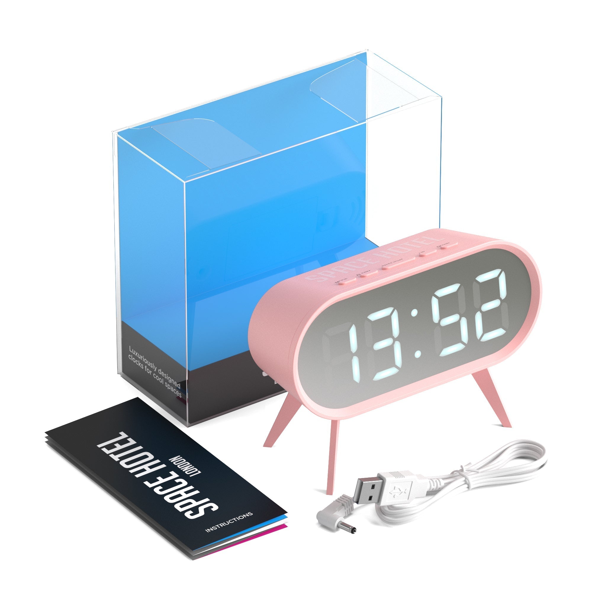 Buy Space Hotel Cyborg Digital LED Alarm Clock Pink 14cm Online