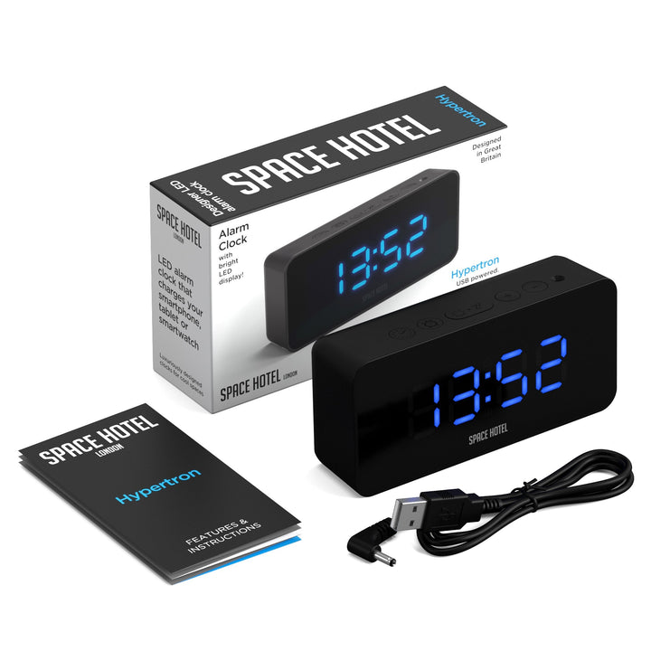 Space Hotel Hypertron Digital LED Alarm Clock Black and Blue 13cm NGSH-HYPE-BL1-K 9