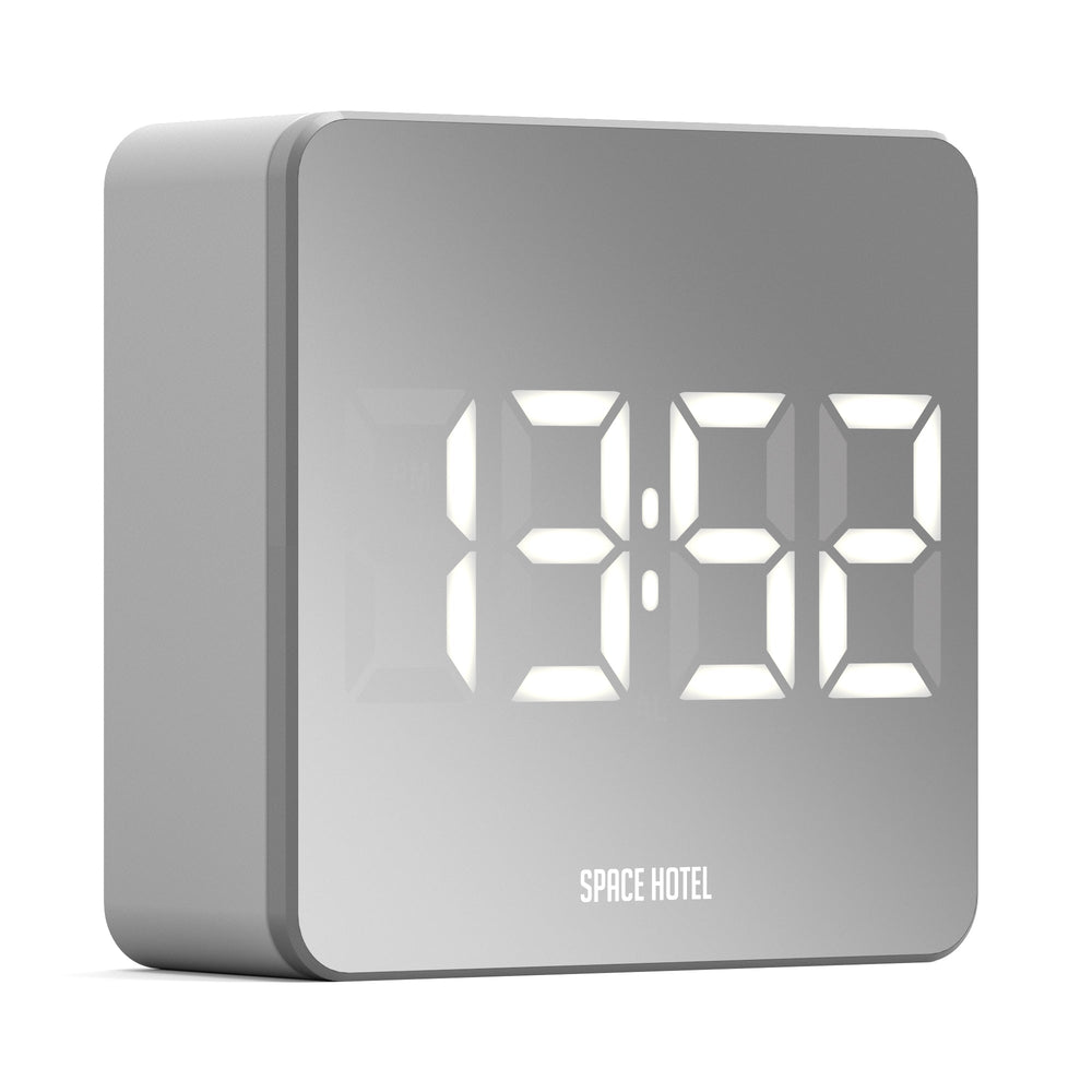Space Hotel Orbatron Digital LED Alarm Clock Silver and White 10cm NGSH-ORB-W1-W 2