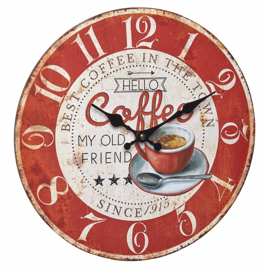 TFA Coffee Vintage Wood Wall Clock 34cm 60.3045.12 Front