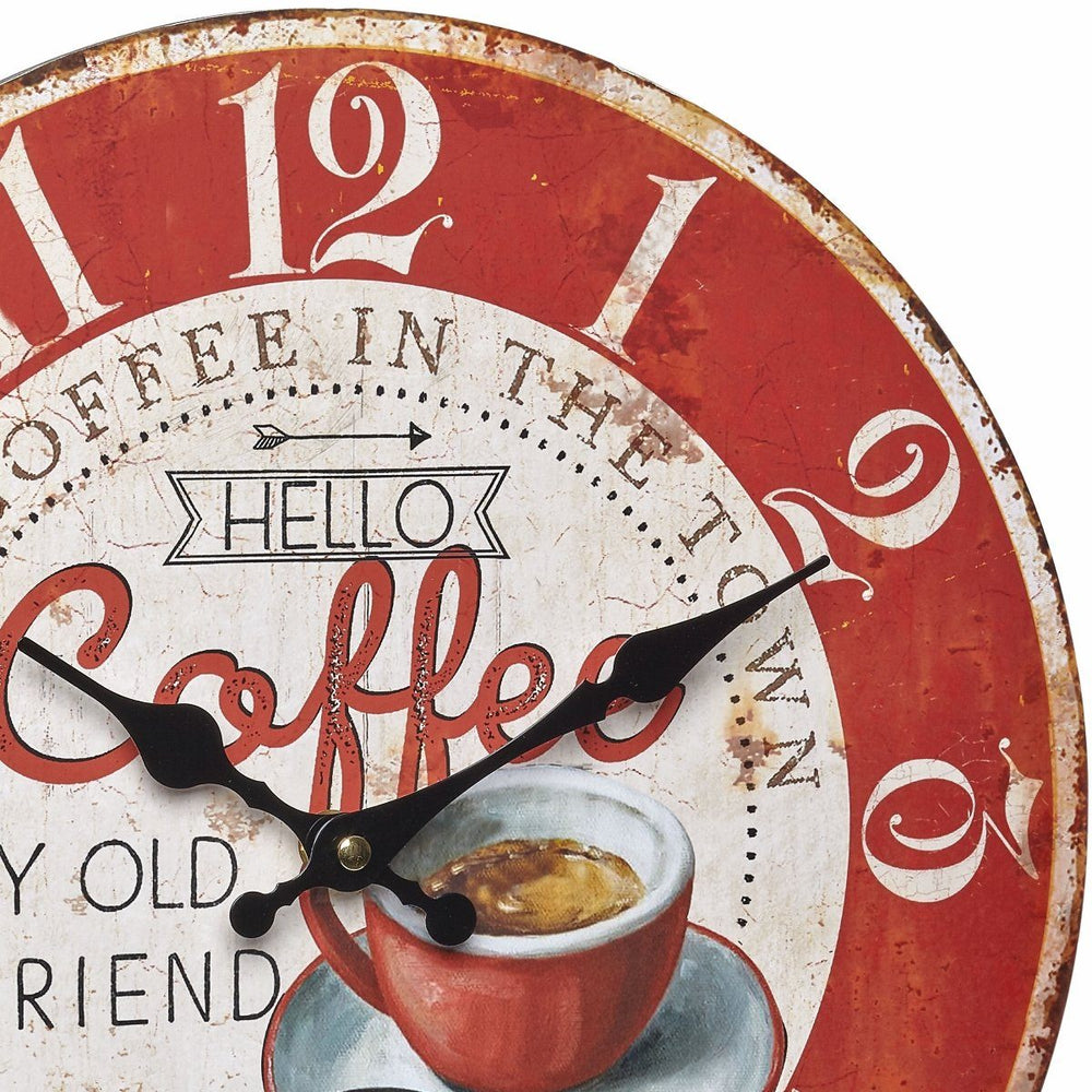 TFA Coffee Vintage Wood Wall Clock 34cm 60.3045.12 Top