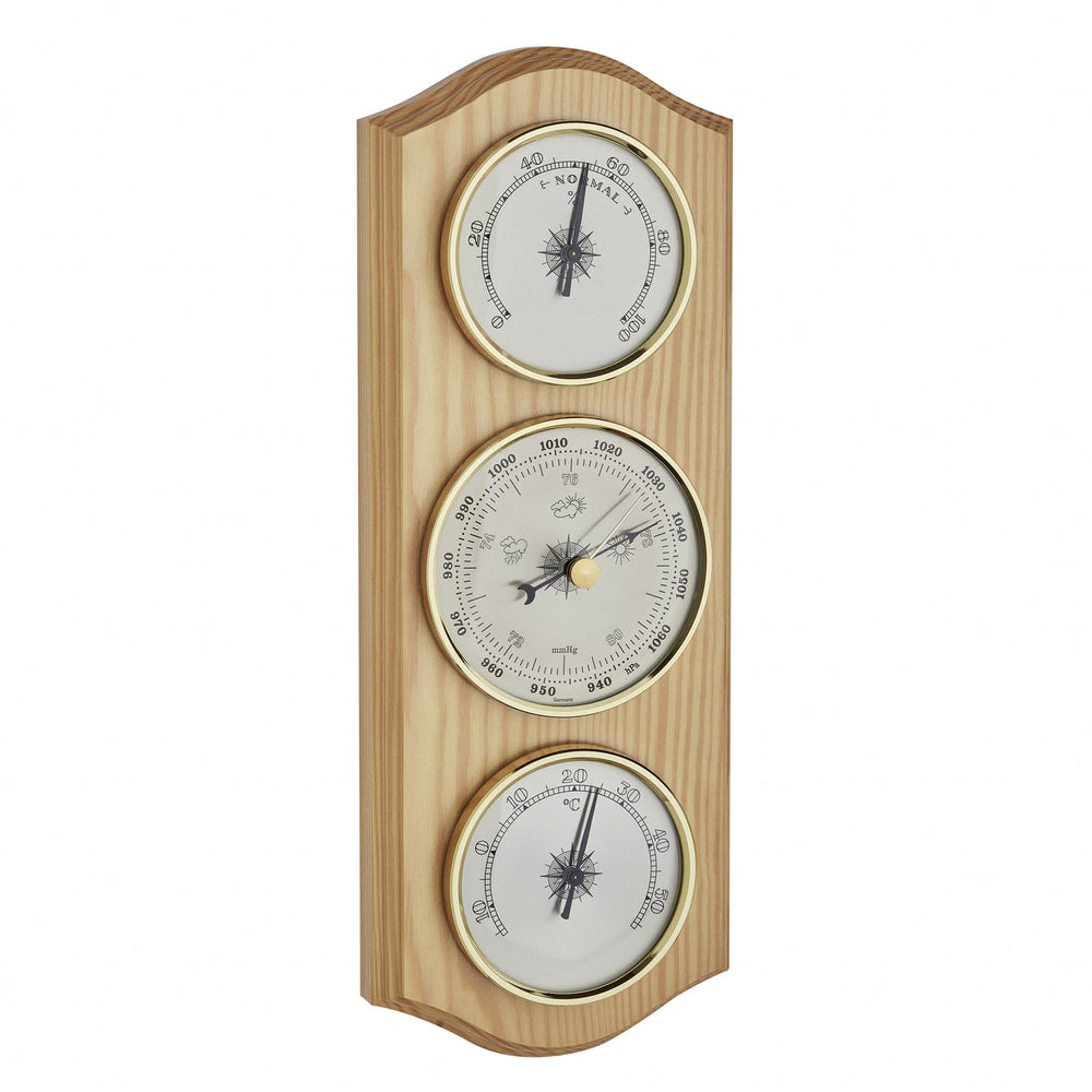 TFA Curved Weather Station Solid Pine Brown 20.1000.11 2