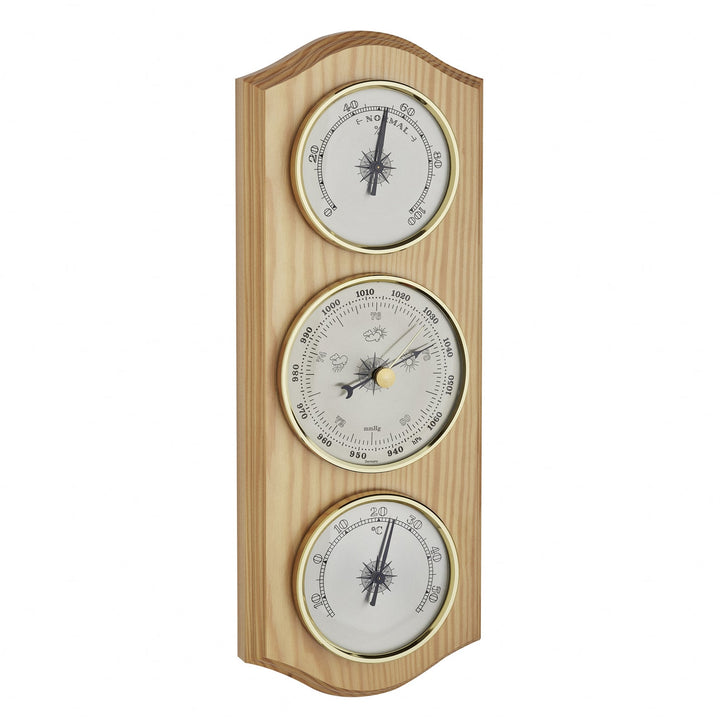 TFA Curved Weather Station Solid Pine Brown 20.1000.11 2