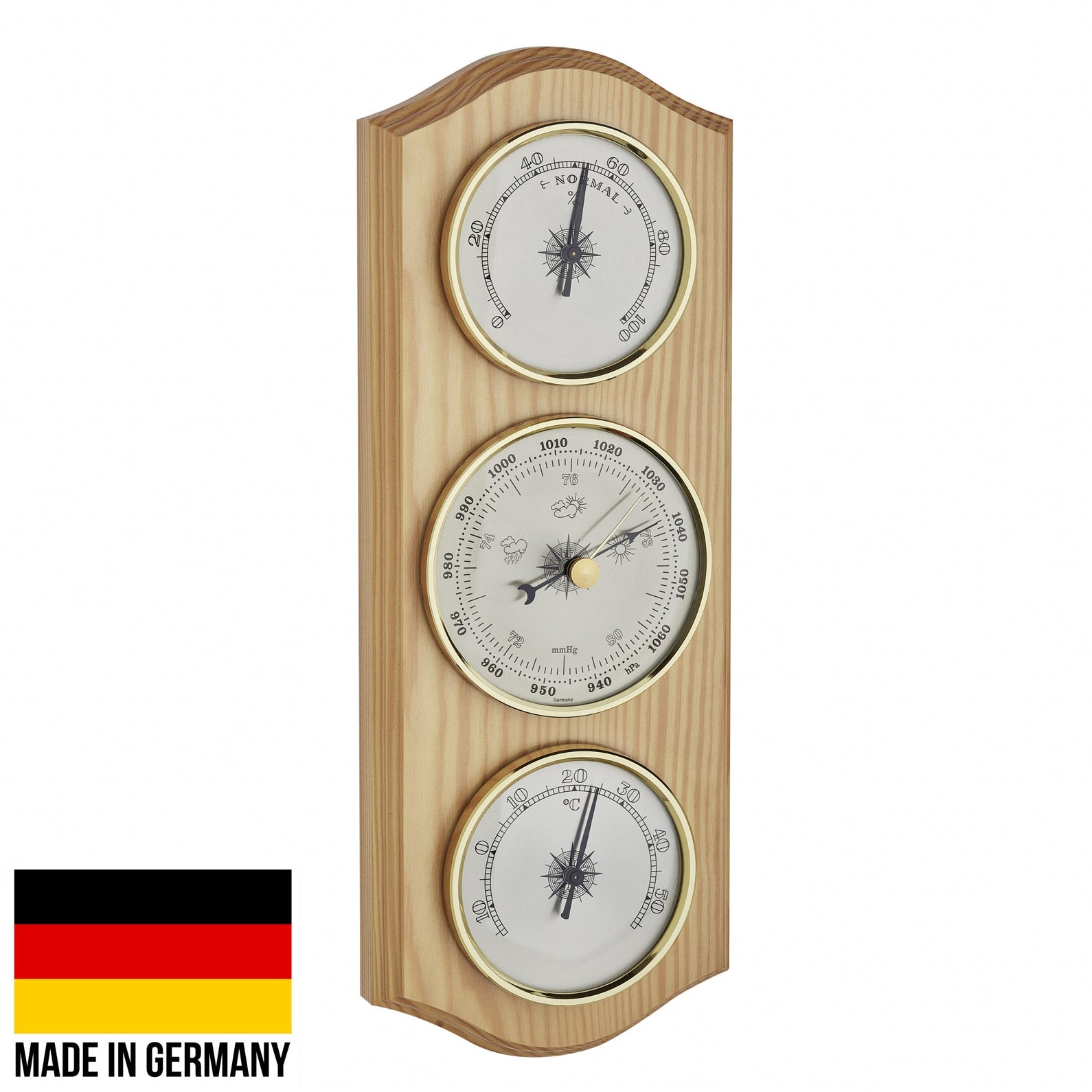 Buy TFA Curved Weather Station Solid Pine Brown 27cm Online – Oh