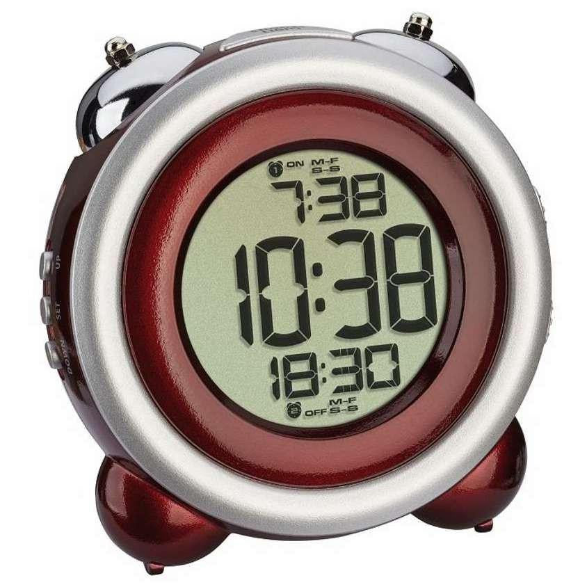 TFA Digital Bell Alarm Clock Red Silver 11cm 60.2016.05 