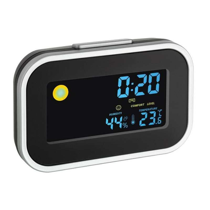 TFA Slim Digital Indoor Climate Alarm Clock Black 12cm 602015