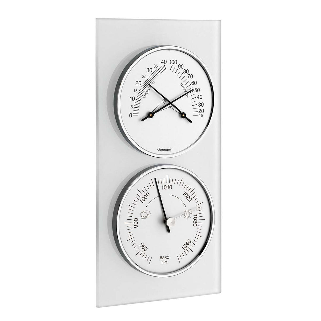 TFA Domatic Glass Weather Station, Matte White Finish, 24cm