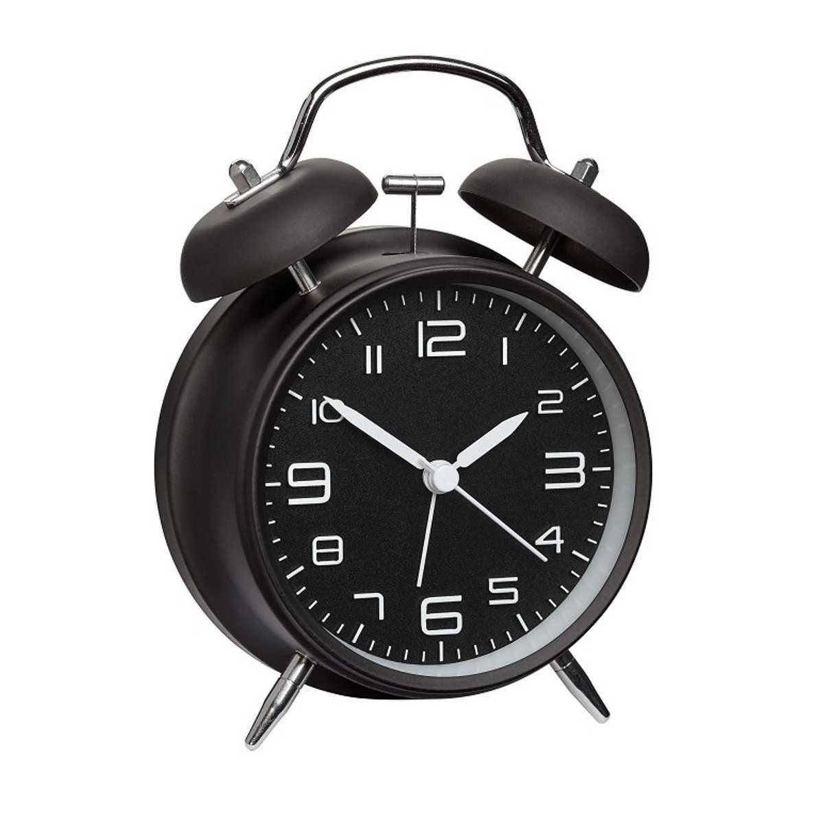 TFA Double Bells Alarm Clock Black 16cm 60.1025.01