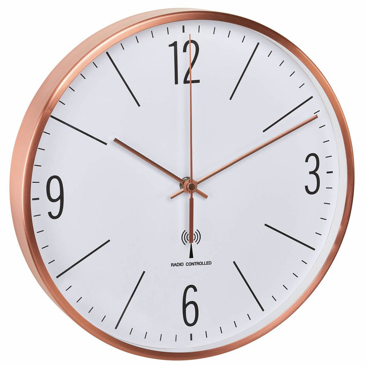 TFA Germany Adrian Analogue Copper Frame Wall Clock Copper and White 30cm 60.3534.51 1