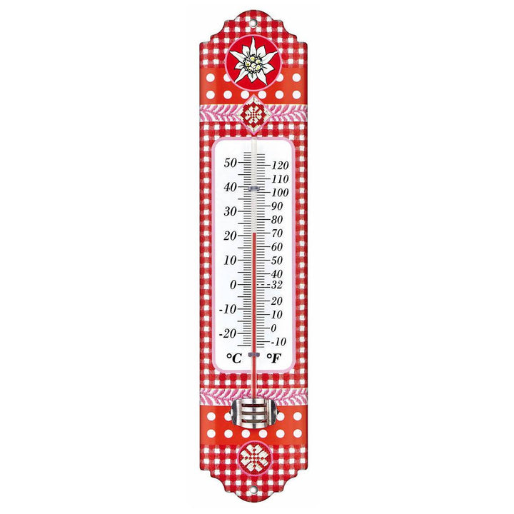 TFA Germany Alpine Indoor Outdoor Metal Thermometer Red Edelweiss 30cm 12.2052.05 1