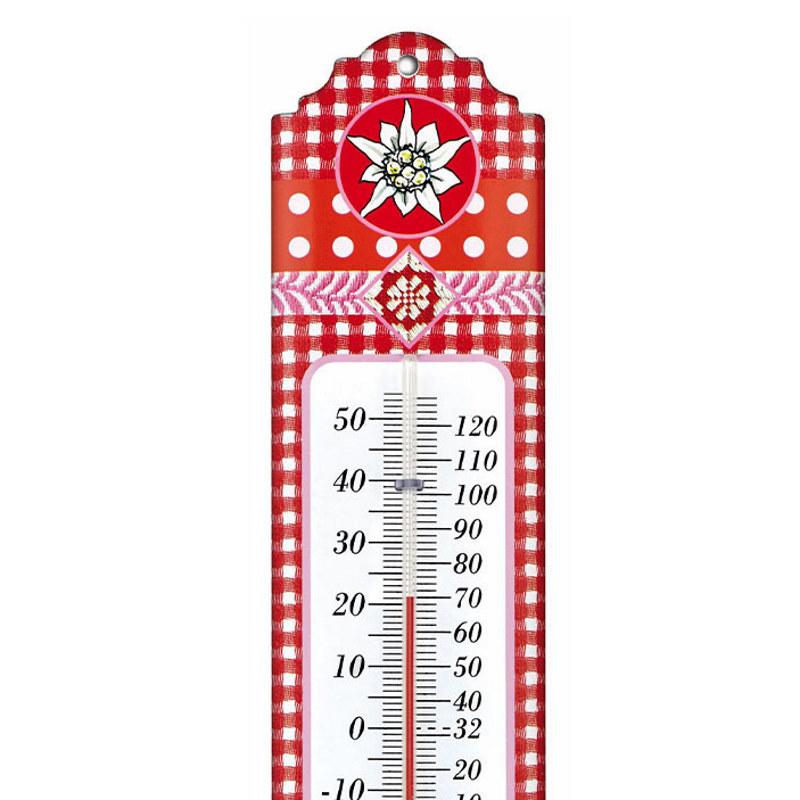 TFA Germany Alpine Indoor Outdoor Metal Thermometer Red Edelweiss 30cm 12.2052.05 2