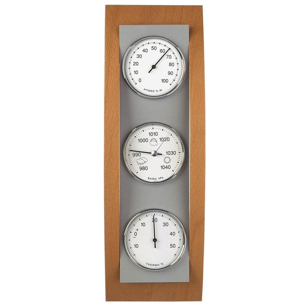 TFA Germany Baron Analogue Wood and Aluminium Weather Station Beech 39cm 20.1082.05 1