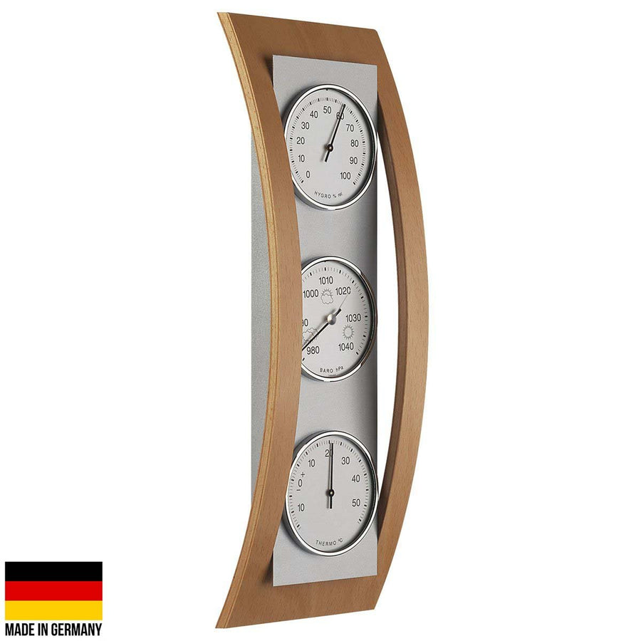 TFA Germany Baron Analogue Wood and Aluminium Weather Station Beech 39cm 20.1082.05 2