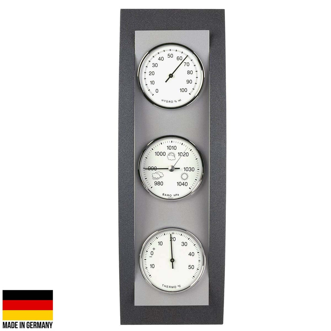 TFA Germany Baron Analogue Wood and Aluminium Weather Station Dark Grey 39cm 20.1082.17 1