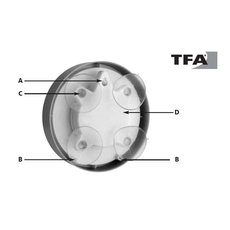 TFA Germany Bathroom Suction Cup Wall or Desk Clock Silver 17cm 60.3012 3