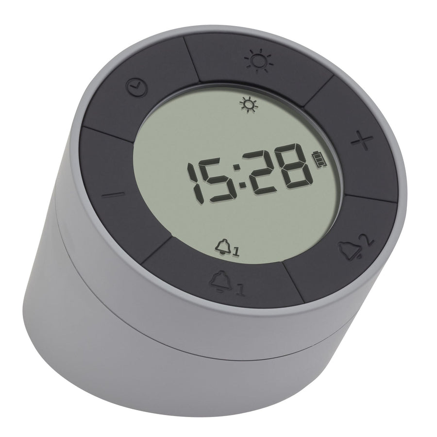 TFA Germany Cres Time and Light Digital Alarm Clock Grey 12cm 60.2029.10 1