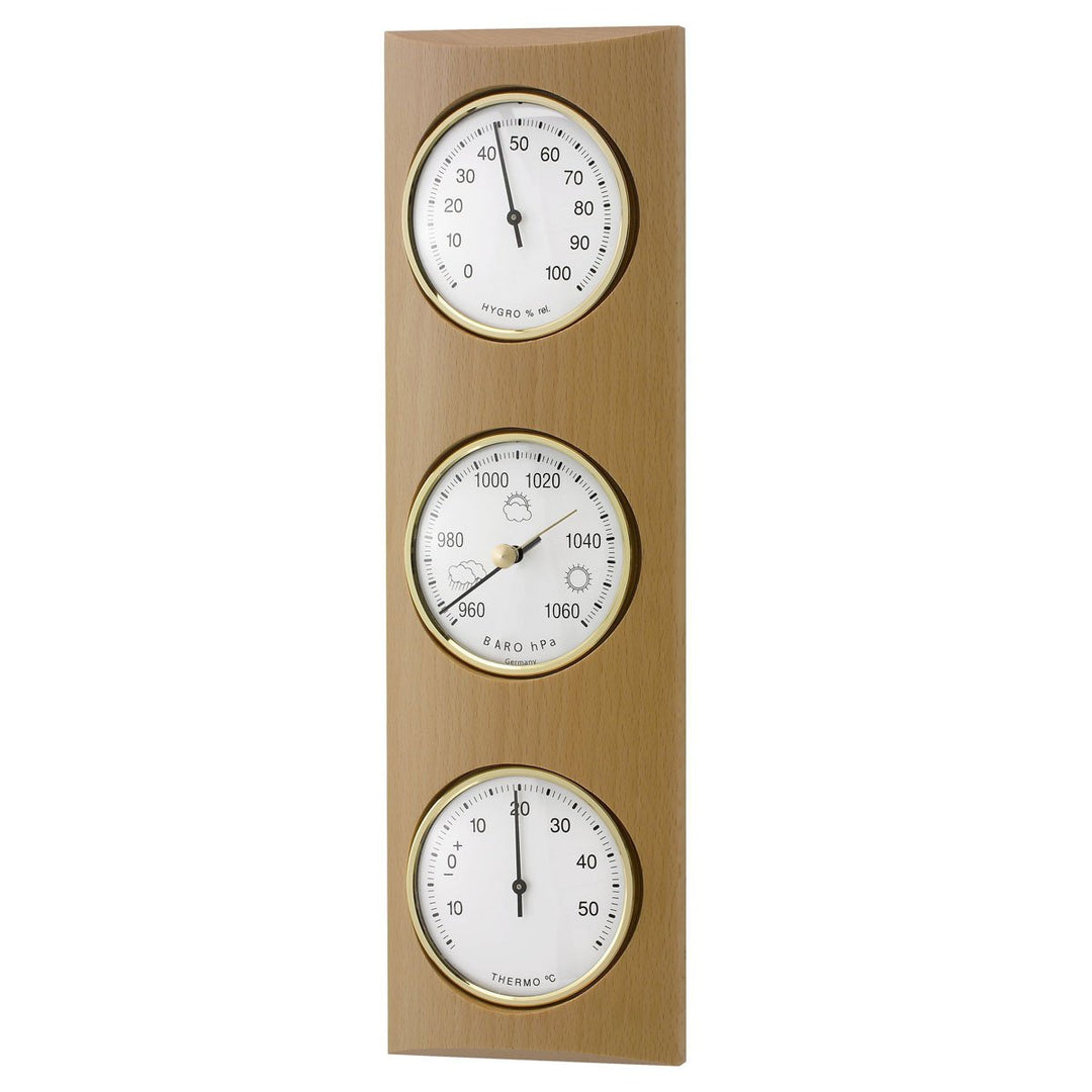 TFA Gordon Analogue Solid Wood Weather Station, Natural Beech, 35cm