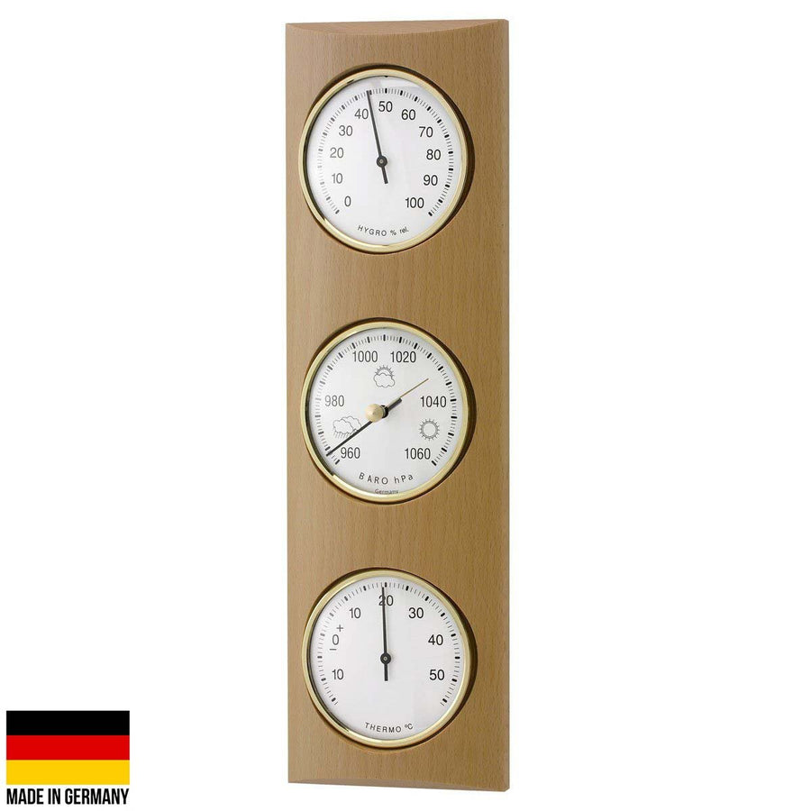 TFA Germany Gordon Analogue Solid Wood Weather Station Beech Natural 35cm 20.1028.05 1