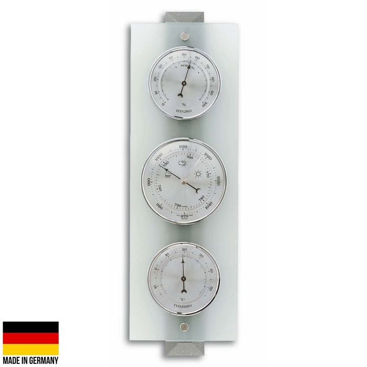 TFA Germany Hadley Analogue Glass Weather Station Grey Glass 39cm 20.1067.17 1