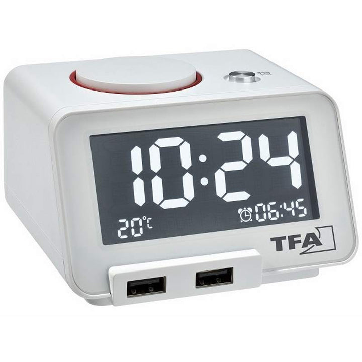 TFA Germany Hometime Digital Alarm Clock White 11cm 60.2017.02 1