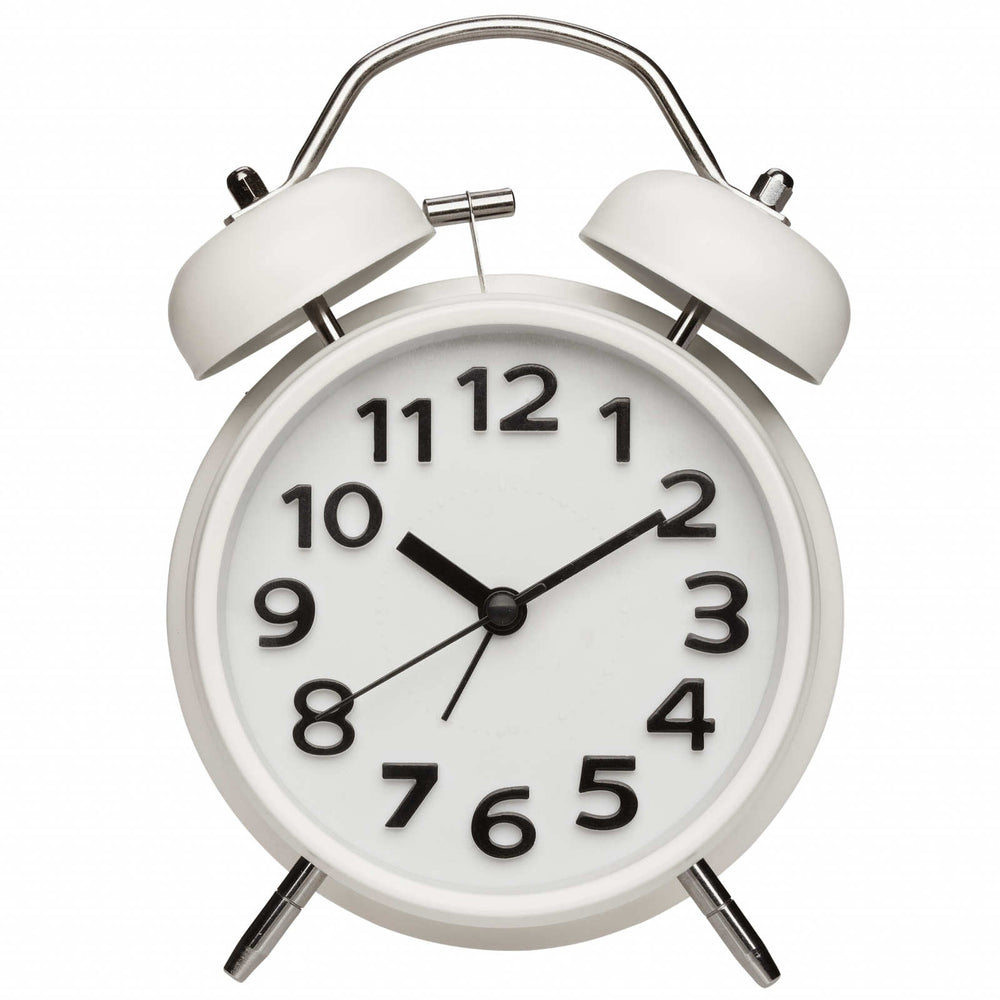 TFA Germany Joshua Retro Metal Twin Bell 3D Numbers Alarm Clock White 16cm 60.1040.02 2
